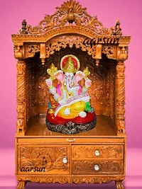 Om ssvmb9 Marble Ganesh/Ganesha/Ganesh ji Murti/Idol for Home Puja/Pooja Ghar and Study Room,Gifts Ganeshji Sitting Base Statue 8.5 Inch-thumb2