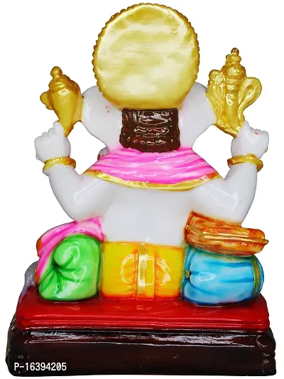 Om ssvmb9 Marble Ganesh/Ganesha/Ganesh ji Murti/Idol for Home Puja/Pooja Ghar and Study Room,Gifts Ganeshji Sitting Base Statue 8.5 Inch-thumb5