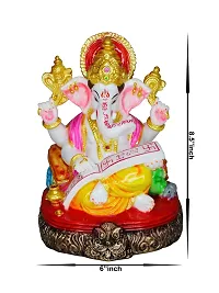 Om ssvmb9 Marble Ganesh/Ganesha/Ganesh ji Murti/Idol for Home Puja/Pooja Ghar and Study Room,Gifts Ganeshji Sitting Base Statue 8.5 Inch-thumb3