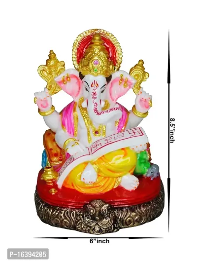 Om ssvmb9 Marble Ganesh/Ganesha/Ganesh ji Murti/Idol for Home Puja/Pooja Ghar and Study Room,Gifts Ganeshji Sitting Base Statue 8.5 Inch-thumb4