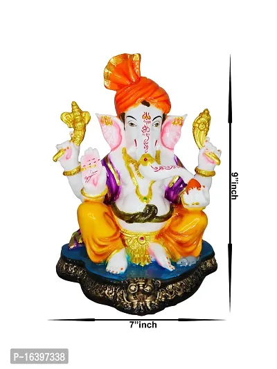 Om ssvmb9 Marble Ganesha/Ganeshji Murti for Home Decor Showpiece Figurine Ganpati Idol God of Success and Luck, Diwali Gifts Ganesh Statue Puja/Pooja 9 Inch-thumb2