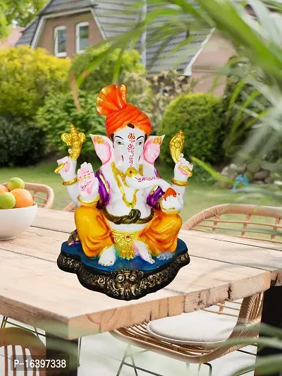 Om ssvmb9 Marble Ganesha/Ganeshji Murti for Home Decor Showpiece Figurine Ganpati Idol God of Success and Luck, Diwali Gifts Ganesh Statue Puja/Pooja 9 Inch-thumb4