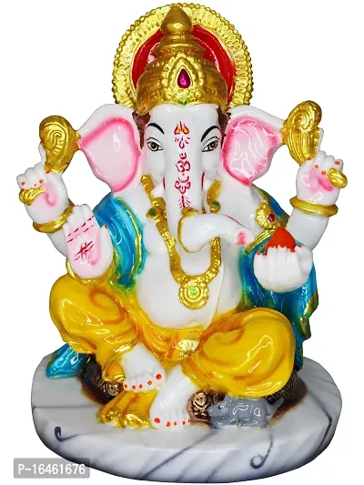 Om ssvmb9 Marble Ganesha/Ganeshji Murti for Home Decor Showpiece Figurine Ganpati Idol God of Success and Luck, Diwali Gifts Ganesh Statue Puja/Pooja 7.5 Inch