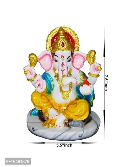 Om ssvmb9 Marble Ganesha/Ganeshji Murti for Home Decor Showpiece Figurine Ganpati Idol God of Success and Luck, Diwali Gifts Ganesh Statue Puja/Pooja 7.5 Inch-thumb2