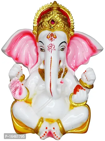 Om ssvmb9 Marble Ganesha/Ganeshji Murti for Home Decor Showpiece Figurine Ganpati Idol God of Success and Luck, Diwali Gifts Ganesh Statue Puja/Pooja 6.5 Inch