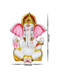 Om ssvmb9 Marble Ganesha/Ganeshji Murti for Home Decor Showpiece Figurine Ganpati Idol God of Success and Luck, Diwali Gifts Ganesh Statue Puja/Pooja 6.5 Inch-thumb1