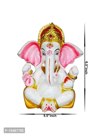 Om ssvmb9 Marble Ganesha/Ganeshji Murti for Home Decor Showpiece Figurine Ganpati Idol God of Success and Luck, Diwali Gifts Ganesh Statue Puja/Pooja 6.5 Inch-thumb2