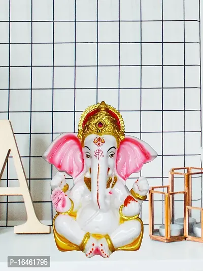 Om ssvmb9 Marble Ganesha/Ganeshji Murti for Home Decor Showpiece Figurine Ganpati Idol God of Success and Luck, Diwali Gifts Ganesh Statue Puja/Pooja 6.5 Inch-thumb5