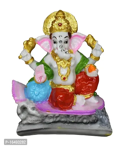 Om ssvmb9 Marble Ganesh Idol for Pooja Room Ganesha Statue for Home Decor Ganpati Idol for Success and Luck Diwali Gifts Ganesh Murti for Home Temple Puja (5 Inch, Multi Colour)