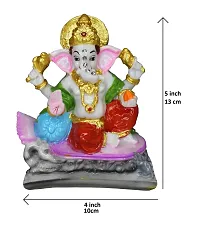 Om ssvmb9 Marble Ganesh Idol for Pooja Room Ganesha Statue for Home Decor Ganpati Idol for Success and Luck Diwali Gifts Ganesh Murti for Home Temple Puja (5 Inch, Multi Colour)-thumb1