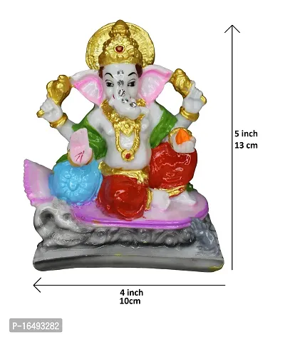 Om ssvmb9 Marble Ganesh Idol for Pooja Room Ganesha Statue for Home Decor Ganpati Idol for Success and Luck Diwali Gifts Ganesh Murti for Home Temple Puja (5 Inch, Multi Colour)-thumb2