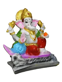 Om ssvmb9 Marble Ganesh Idol for Pooja Room Ganesha Statue for Home Decor Ganpati Idol for Success and Luck Diwali Gifts Ganesh Murti for Home Temple Puja (5 Inch, Multi Colour)-thumb2