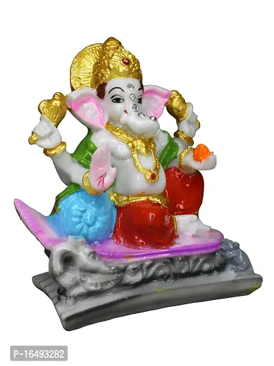 Om ssvmb9 Marble Ganesh Idol for Pooja Room Ganesha Statue for Home Decor Ganpati Idol for Success and Luck Diwali Gifts Ganesh Murti for Home Temple Puja (5 Inch, Multi Colour)-thumb3