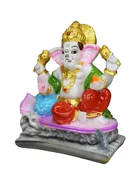 Om ssvmb9 Marble Ganesh Idol for Pooja Room Ganesha Statue for Home Decor Ganpati Idol for Success and Luck Diwali Gifts Ganesh Murti for Home Temple Puja (5 Inch, Multi Colour)-thumb3