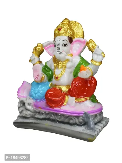 Om ssvmb9 Marble Ganesh Idol for Pooja Room Ganesha Statue for Home Decor Ganpati Idol for Success and Luck Diwali Gifts Ganesh Murti for Home Temple Puja (5 Inch, Multi Colour)-thumb4