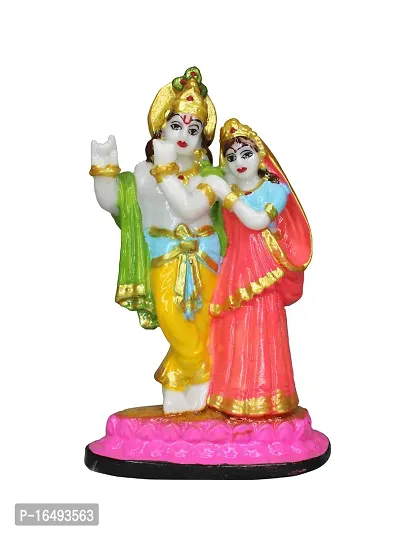 Om ssvmb9 Marble Radha Krishna Sculpture Idol/Statue/Murti for Puja, Car Dashborad, Meditation, Prayer, Office, Home Decor Gift Item/Product-Money, Good Luck, Love (6 Inch, Multi Colour)-thumb0