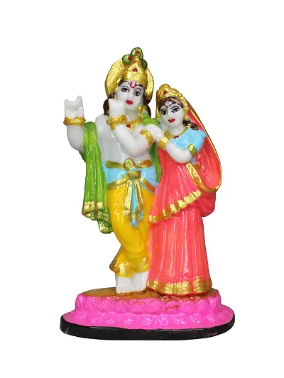 Om ssvmb9 Marble Radha Krishna Sculpture Idol/Statue/Murti for Puja, Car Dashborad, Meditation, Prayer, Office, Home Decor Gift Item/Product-Money, Good Luck, Love (6 Inch, Multi Colour)