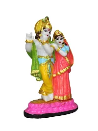 Om ssvmb9 Marble Radha Krishna Sculpture Idol/Statue/Murti for Puja, Car Dashborad, Meditation, Prayer, Office, Home Decor Gift Item/Product-Money, Good Luck, Love (6 Inch, Multi Colour)-thumb2