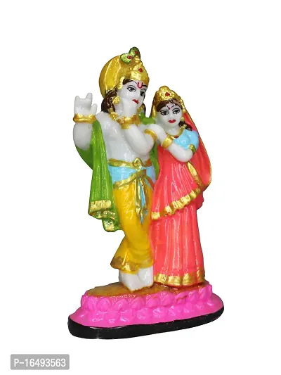 Om ssvmb9 Marble Radha Krishna Sculpture Idol/Statue/Murti for Puja, Car Dashborad, Meditation, Prayer, Office, Home Decor Gift Item/Product-Money, Good Luck, Love (6 Inch, Multi Colour)-thumb3