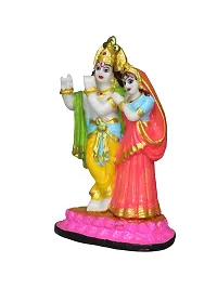 Om ssvmb9 Marble Radha Krishna Sculpture Idol/Statue/Murti for Puja, Car Dashborad, Meditation, Prayer, Office, Home Decor Gift Item/Product-Money, Good Luck, Love (6 Inch, Multi Colour)-thumb3