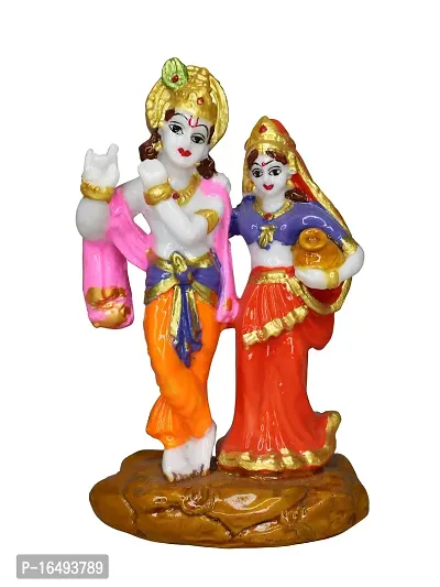 Om ssvmb9 Marble Radha Krishna Sculpture Idol/Statue/Murti for Puja, Car Dashborad, Meditation, Prayer, Office, Home Decor Gift Item/Product-Money, Good Luck, Love (6 Inch, Multi Color)