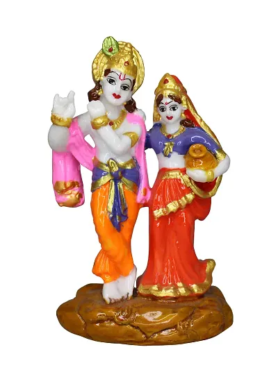 Om ssvmb9 Marble Radha Krishna Sculpture Idol/Statue/Murti for Puja, Car Dashborad, Meditation, Prayer, Office, Home Decor Gift Item/Product-Money, Good Luck, Love (6 Inch, Multi Color)