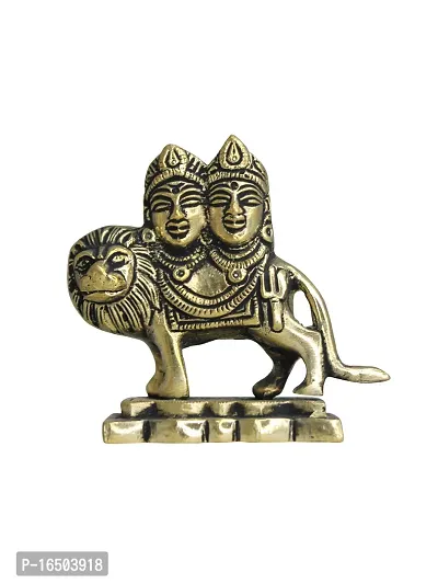 Om ssvmb9 Brass Chandi Chamunda/Durga Devi Idol/Statue MATA Rani Murti for Home Puja/Pooja Temple/Mandir (3.2 Inch, Gold Color)-thumb0