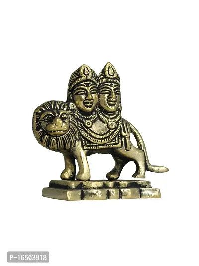 Om ssvmb9 Brass Chandi Chamunda/Durga Devi Idol/Statue MATA Rani Murti for Home Puja/Pooja Temple/Mandir (3.2 Inch, Gold Color)-thumb2