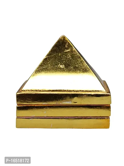 Om ssvmb9 Brass Vastu Pyramid That Spreads Positive Vibes, 3 Layer Metal Pyramid for Home and Office Feng Shui Products North-West Vaastu Dosh Nivaran Piramid (1.5 x 1.5 x 2 Inch, Gold Color)