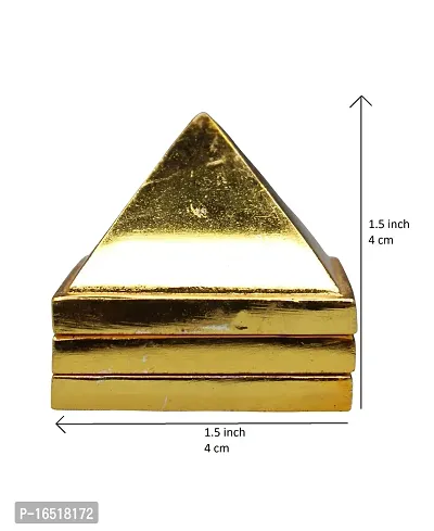 Om ssvmb9 Brass Vastu Pyramid That Spreads Positive Vibes, 3 Layer Metal Pyramid for Home and Office Feng Shui Products North-West Vaastu Dosh Nivaran Piramid (1.5 x 1.5 x 2 Inch, Gold Color)-thumb2