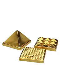 Om ssvmb9 Brass Vastu Pyramid That Spreads Positive Vibes, 3 Layer Metal Pyramid for Home and Office Feng Shui Products North-West Vaastu Dosh Nivaran Piramid (1.5 x 1.5 x 2 Inch, Gold Color)-thumb3