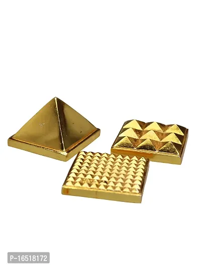 Om ssvmb9 Brass Vastu Pyramid That Spreads Positive Vibes, 3 Layer Metal Pyramid for Home and Office Feng Shui Products North-West Vaastu Dosh Nivaran Piramid (1.5 x 1.5 x 2 Inch, Gold Color)-thumb4