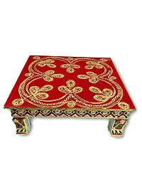 Om ssvmb9 Pooja Ghar Velvet Puja Aasan Velvet Aasan, Altar Puja Aasan Altar Cloth Chowki Aasan Kapda Mat for Puja Table Velvet Altar Cloth for Puja Home Mandir and Temple (5 x 5 in, Red, Pack of 4)-thumb1