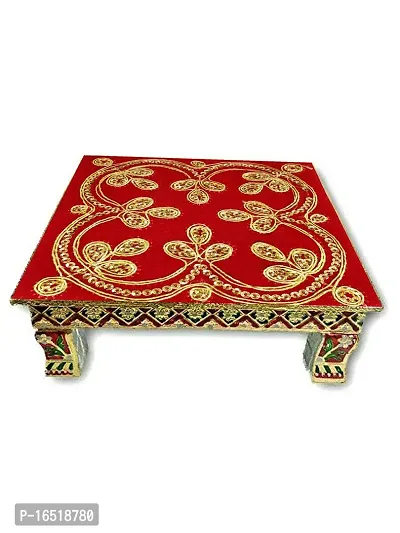 Om ssvmb9 Pooja Ghar Velvet Puja Aasan Velvet Aasan, Altar Puja Aasan Altar Cloth Chowki Aasan Kapda Mat for Puja Table Velvet Altar Cloth for Puja Home Mandir and Temple (5 x 5 in, Red, Pack of 4)-thumb2