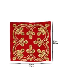 Om ssvmb9 Pooja Ghar Velvet Puja Aasan Velvet Aasan, Altar Puja Aasan Altar Cloth Chowki Aasan Kapda Mat for Puja Table Velvet Altar Cloth for Puja Home Mandir and Temple (5 x 5 in, Red, Pack of 4)-thumb2