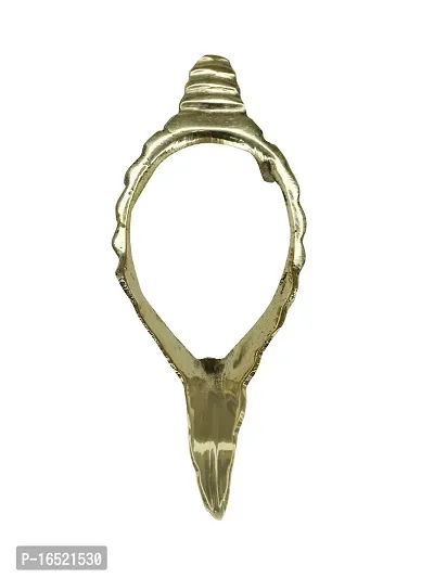 Om ssvmb9 Brass Shankh Stand for Pooja Dakshinavarti/Vamavarti/Blowing/Jal Sangu Rakhne ka Stand (4 x 11 x 4) (Gold Color)-thumb0