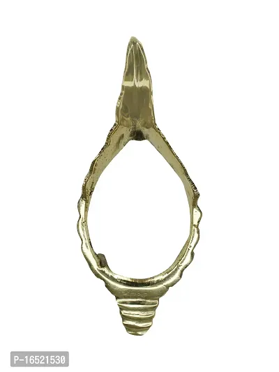 Om ssvmb9 Brass Shankh Stand for Pooja Dakshinavarti/Vamavarti/Blowing/Jal Sangu Rakhne ka Stand (4 x 11 x 4) (Gold Color)-thumb3