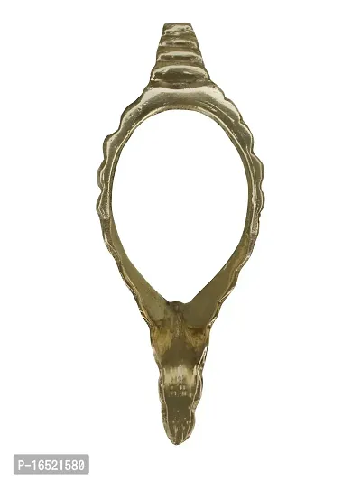 Om ssvmb9 Brass Shankh Stand for Pooja Dakshinavarti/Vamavarti/Blowing/Jal Sangu Rakhne ka Stand (4 x 12 x 5) (Gold Color)-thumb0