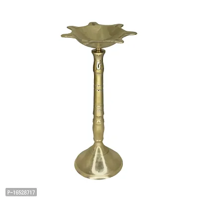 Om ssvmb9 Brass Fancy Kerala Diya Oil Lamp Stand for Puja Home Decoration Items Temple Festival Gifts Puja Articles Decor (Height:- 8 Inch)-thumb0