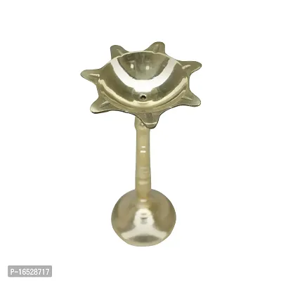 Om ssvmb9 Brass Fancy Kerala Diya Oil Lamp Stand for Puja Home Decoration Items Temple Festival Gifts Puja Articles Decor (Height:- 8 Inch)-thumb2