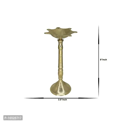 Om ssvmb9 Brass Fancy Kerala Diya Oil Lamp Stand for Puja Home Decoration Items Temple Festival Gifts Puja Articles Decor (Height:- 8 Inch)-thumb4