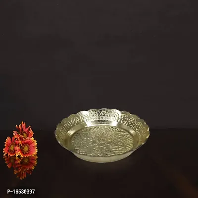 Om ssvmb9 Brass Pooja Thali Puja Dish Aarti Plate for Worship and Gift Purpose (Pack of 4, Weight:- 0.03 Kg)-thumb3