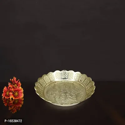 Om ssvmb9 Brass Pooja Thali Puja Dish Aarti Plate for Worship and Gift Purpose (Pack of 2, Weight:- 0.055 Kg)-thumb2