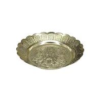 Om ssvmb9 Brass Pooja Thali Puja Dish Aarti Plate for Worship and Gift Purpose (Pack of 2, Weight:- 0.08 Kg)-thumb1