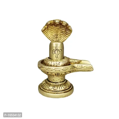 Om ssvmb9 Brass Shivling/Shivlingam with Snake Shiva Lingam Statue Snake Idols of Shiv for Temple Puja Decorative Diwali Vastu Gift (H x L x W :-7 x 8 x 5 cm, Weight:- 0.297 kg, Gold Color)