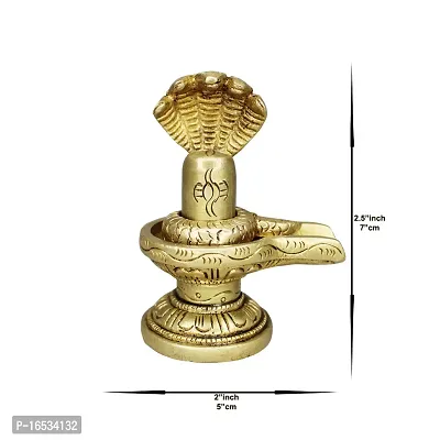 Om ssvmb9 Brass Shivling/Shivlingam with Snake Shiva Lingam Statue Snake Idols of Shiv for Temple Puja Decorative Diwali Vastu Gift (H x L x W :-7 x 8 x 5 cm, Weight:- 0.297 kg, Gold Color)-thumb2