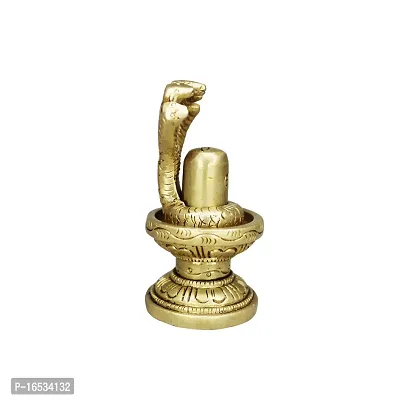 Om ssvmb9 Brass Shivling/Shivlingam with Snake Shiva Lingam Statue Snake Idols of Shiv for Temple Puja Decorative Diwali Vastu Gift (H x L x W :-7 x 8 x 5 cm, Weight:- 0.297 kg, Gold Color)-thumb3