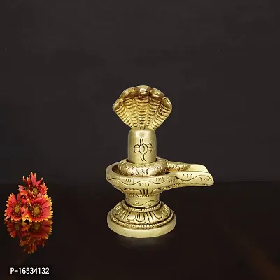 Om ssvmb9 Brass Shivling/Shivlingam with Snake Shiva Lingam Statue Snake Idols of Shiv for Temple Puja Decorative Diwali Vastu Gift (H x L x W :-7 x 8 x 5 cm, Weight:- 0.297 kg, Gold Color)-thumb4