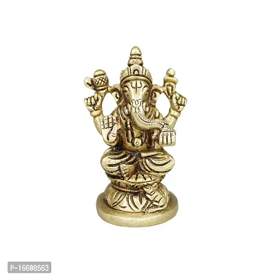 Om ssvmb9 Brass Ganesh/Ganesha/Ganesh ji/Ganpati Bappa Ashtadhatu Idol/Murti/Statue for Home Temple Puja/Pooja, Good Luck, Success and Prosperity (H x L x W :-9 x 5 x 4 cm, Weight:- 0.294 kg)