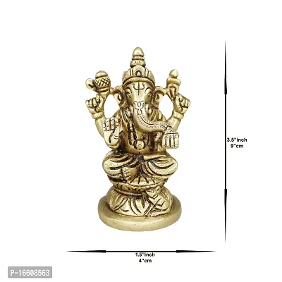 Om ssvmb9 Brass Ganesh/Ganesha/Ganesh ji/Ganpati Bappa Ashtadhatu Idol/Murti/Statue for Home Temple Puja/Pooja, Good Luck, Success and Prosperity (H x L x W :-9 x 5 x 4 cm, Weight:- 0.294 kg)-thumb2